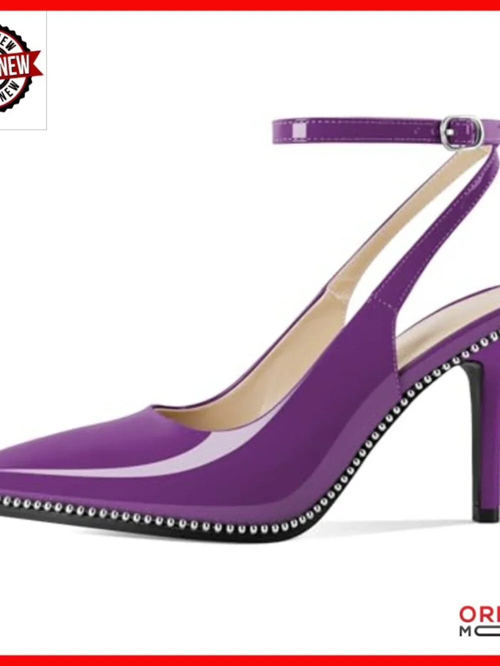 Women's Slingback Heels Ankle Strap Pointed Toe Stilettos 3.5 Inch